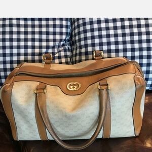 Authentic Gucci Beige and Brown Travel Bag